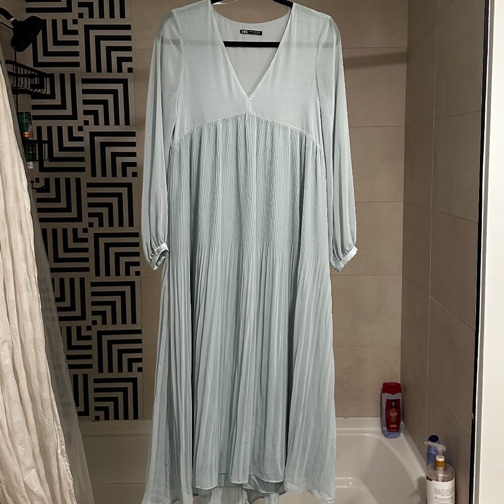 Blue Zara Pleated Maxi Dress Size M